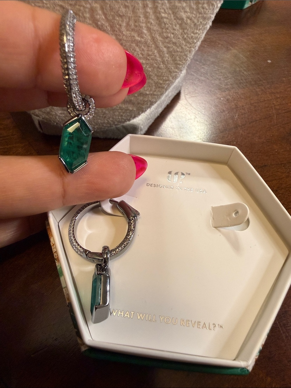 Emerald Green Crystal Hoop Drop Earrings - Designer-Inspired